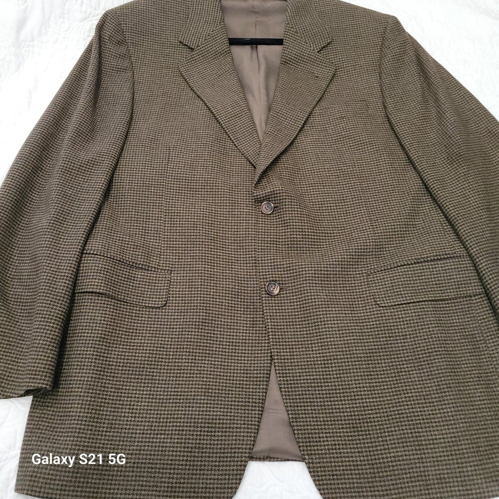 CANALI Wool Cashmere Mens Micro Houndstooth Blazer Sport Coat 2 Button 42R Italy